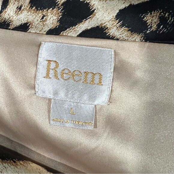 REEM Silk Cape Cowl Neck Cheetah Animal Print Gold/Black Medium Dress Sz Large - Picture 11 of 11
